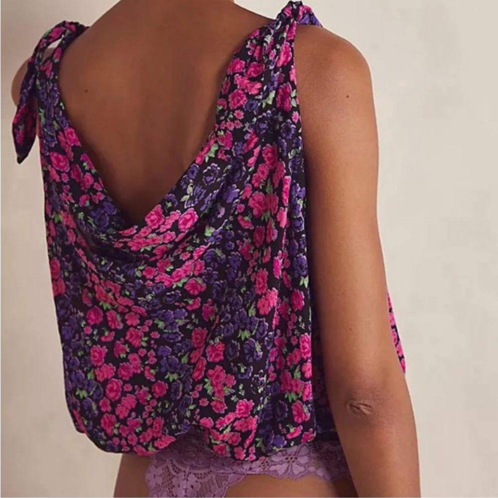 Free People Asymmetrical Pink and Purple Tank Bodysuit